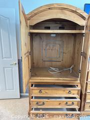 MaxSold Auction: Solid Wood Rustic Armoire / TV Cabinet and Dresser, Honey Finish - Las Vegas (Nevada, USA) PARTNER MANAGED Estate Sale Online Auction -  Argent Star Court