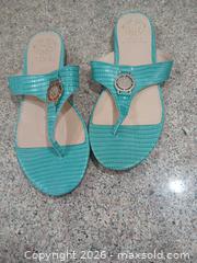 MaxSold Auction: Vince Camuto Turquoise Croc-Embossed Leather Sandals, Size 7.5 - Las Vegas (Nevada, USA) PARTNER MANAGED Estate Sale Online Auction -  Argent Star Court