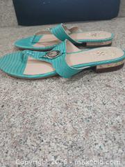 MaxSold Auction: Vince Camuto Turquoise Croc-Embossed Leather Sandals, Size 7.5 - Las Vegas (Nevada, USA) PARTNER MANAGED Estate Sale Online Auction -  Argent Star Court