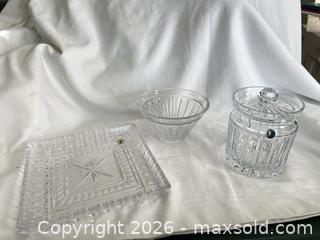 MaxSold Auction: Waterford Crystal Glassware Set — Lidded Jar, Bowl & Square Tray - Las Vegas (Nevada, USA) PARTNER MANAGED Estate Sale Online Auction -  Argent Star Court