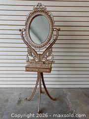 MaxSold Auction: Antique Style Anglo-Indian Bone Inlaid Wood Standing Mirror  - Toronto (Ontario, Canada) PARTNER MANAGED Reseller Online Auction - Queen Street West.