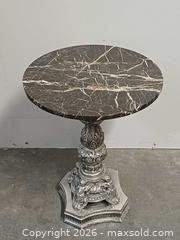 MaxSold Auction: Vintage Italian Marbe Top Ornate Silver Pedestal Base Side Table - Toronto (Ontario, Canada) PARTNER MANAGED Reseller Online Auction - Queen Street West.