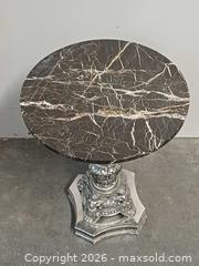 MaxSold Auction: Vintage Italian Marbe Top Ornate Silver Pedestal Base Side Table - Toronto (Ontario, Canada) PARTNER MANAGED Reseller Online Auction - Queen Street West.