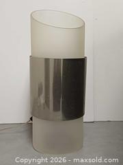 MaxSold Auction: Vintage Modernist Steel & Glass Cylinder Portable Lamp - Toronto (Ontario, Canada) PARTNER MANAGED Reseller Online Auction - Queen Street West.