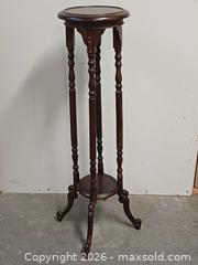 MaxSold Auction: Vintage Mohogary Wood Barley Twist Pedestal Plant Stand - Toronto (Ontario, Canada) PARTNER MANAGED Reseller Online Auction - Queen Street West.