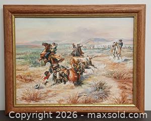 MaxSold Auction: Vintage Oil Painting Cowboys In the Desert Unsigned - Toronto (Ontario, Canada) PARTNER MANAGED Reseller Online Auction - Queen Street West.