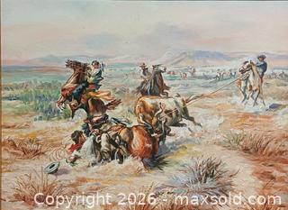 MaxSold Auction: Vintage Oil Painting Cowboys In the Desert Unsigned - Toronto (Ontario, Canada) PARTNER MANAGED Reseller Online Auction - Queen Street West.