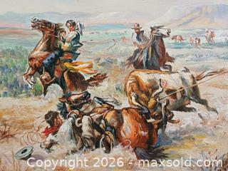 MaxSold Auction: Vintage Oil Painting Cowboys In the Desert Unsigned - Toronto (Ontario, Canada) PARTNER MANAGED Reseller Online Auction - Queen Street West.