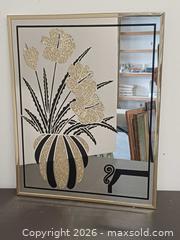 MaxSold Auction: Vintage Postmodern Floral Vase Etched Mirror  - Toronto (Ontario, Canada) PARTNER MANAGED Reseller Online Auction - Queen Street West.