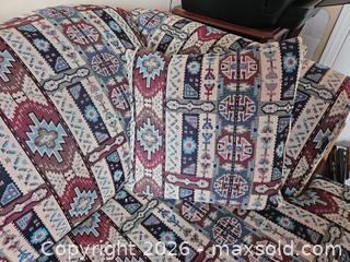 MaxSold Auction: 3-Seater Simmons Hide-A-Bed Southwestern Jacquard Sofa Bed with Throw Pillows - Kingston (Ontario, Canada) PARTNER MANAGED Moving Online Auction - Fernmoor Drive