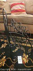 MaxSold Auction: Black Metal Magazine Rack with Decorative Scrollwork - Kingston (Ontario, Canada) PARTNER MANAGED Moving Online Auction - Fernmoor Drive