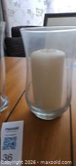 MaxSold Auction: Clear Glass Hurricane Candle Holders with Pillar Candle, Set of 2 - Kingston (Ontario, Canada) PARTNER MANAGED Moving Online Auction - Fernmoor Drive
