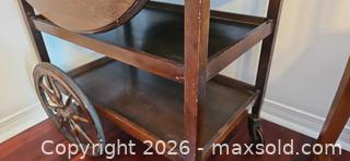 MaxSold Auction: Dark Brown Wooden Serving / Tea Cart with Removable Tray - Kingston (Ontario, Canada) PARTNER MANAGED Moving Online Auction - Fernmoor Drive