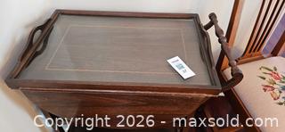 MaxSold Auction: Dark Brown Wooden Serving / Tea Cart with Removable Tray - Kingston (Ontario, Canada) PARTNER MANAGED Moving Online Auction - Fernmoor Drive
