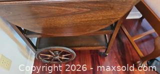 MaxSold Auction: Dark Brown Wooden Serving / Tea Cart with Removable Tray - Kingston (Ontario, Canada) PARTNER MANAGED Moving Online Auction - Fernmoor Drive