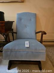 MaxSold Auction: Light Blue Velvet Rocker with Tufted Back and Armrests - Kingston (Ontario, Canada) PARTNER MANAGED Moving Online Auction - Fernmoor Drive