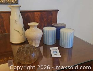MaxSold Auction: Lot of 7 Mixed Vases, Flower Frog and Candles - Kingston (Ontario, Canada) PARTNER MANAGED Moving Online Auction - Fernmoor Drive