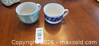 MaxSold Auction: Pair of Ceramic Handled Soup Mugs — Green Bunny & Blue Snowflake - Kingston (Ontario, Canada) PARTNER MANAGED Moving Online Auction - Fernmoor Drive