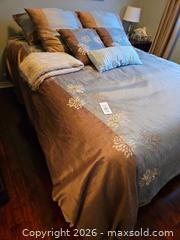 MaxSold Auction: Queen Bed, Box Spring, Mattress, Embroidered Floral Comforter Set, Duvet & Throw - Kingston (Ontario, Canada) PARTNER MANAGED Moving Online Auction - Fernmoor Drive