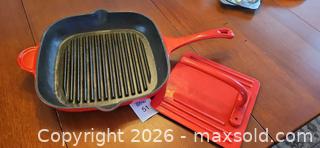 MaxSold Auction: Red Enameled Cast Iron Square Grill Pan, 10–12 in - Kingston (Ontario, Canada) PARTNER MANAGED Moving Online Auction - Fernmoor Drive