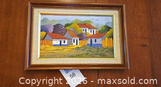 MaxSold Auction: Signed Roberto (Diaz/Dinza) Acrylic Village Landscape, Framed - Kingston (Ontario, Canada) PARTNER MANAGED Moving Online Auction - Fernmoor Drive