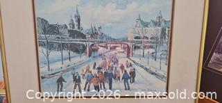 MaxSold Auction: Signed Skating Figures on the Rideau Canal Framed Print in Gold-Tone Metal Frame - Kingston (Ontario, Canada) PARTNER MANAGED Moving Online Auction - Fernmoor Drive