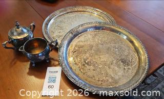MaxSold Auction: Silver-Plated Ornate Serving Trays and Tea Sugar & Creamer, Made in England - Kingston (Ontario, Canada) PARTNER MANAGED Moving Online Auction - Fernmoor Drive