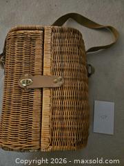 MaxSold Auction: Wicker Wine Carrier with Leather Trim, Holds 2 Glasses/Bottle - Kingston (Ontario, Canada) PARTNER MANAGED Moving Online Auction - Fernmoor Drive