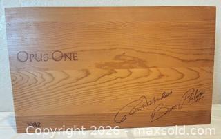 MaxSold Auction: Early Opus One Premium Wine All Wooden Shipping Crate Robert Mondavi Baron Philippe de Rothschild 1982 - San Jose (California, USA) SELLER MANAGED Downsizing Online Auction - Elm Street (CONDO)