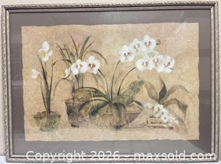 MaxSold Auction: “Four Potted Orchids” A Framed and Signed Print by Cheri Blum - San Jose (California, USA) SELLER MANAGED Downsizing Online Auction - Elm Street (CONDO)