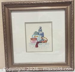 MaxSold Auction: Framed Print of Vintage Perfume Bottles, Ideal for a Bedroom or Bathroom - San Jose (California, USA) SELLER MANAGED Downsizing Online Auction - Elm Street (CONDO)
