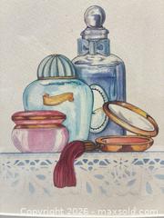 MaxSold Auction: Framed Print of Vintage Perfume Bottles, Ideal for a Bedroom or Bathroom - San Jose (California, USA) SELLER MANAGED Downsizing Online Auction - Elm Street (CONDO)