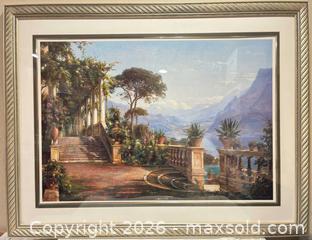 MaxSold Auction: Huge Framed Print: “Lodge on Lake Como” by Danish Artist Carl Frederic Aagaard: A Real Showpiece! - San Jose (California, USA) SELLER MANAGED Downsizing Online Auction - Elm Street (CONDO)