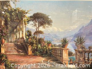 MaxSold Auction: Huge Framed Print: “Lodge on Lake Como” by Danish Artist Carl Frederic Aagaard: A Real Showpiece! - San Jose (California, USA) SELLER MANAGED Downsizing Online Auction - Elm Street (CONDO)