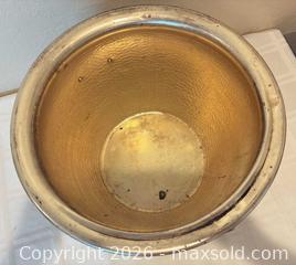 MaxSold Auction: Large Hammered Aluminum Planter Pot with Foo Dog Handles - San Jose (California, USA) SELLER MANAGED Downsizing Online Auction - Elm Street (CONDO)