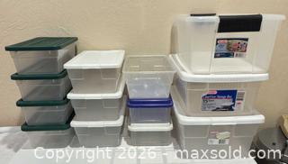 MaxSold Auction: Large Lot Plastic Storage Containers--Most with Lids - San Jose (California, USA) SELLER MANAGED Downsizing Online Auction - Elm Street (CONDO)