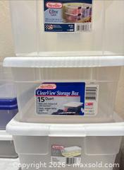 MaxSold Auction: Large Lot Plastic Storage Containers--Most with Lids - San Jose (California, USA) SELLER MANAGED Downsizing Online Auction - Elm Street (CONDO)