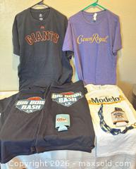 MaxSold Auction: Lot of MEN'S T-Shirts: Booze, Gambling, & Sports (Lincecum), Some Brand New, Size Large - San Jose (California, USA) SELLER MANAGED Downsizing Online Auction - Elm Street (CONDO)