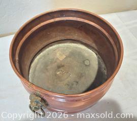 MaxSold Auction: MCM Copper and Brass Planter Pot with Nicely Aged Patina - San Jose (California, USA) SELLER MANAGED Downsizing Online Auction - Elm Street (CONDO)