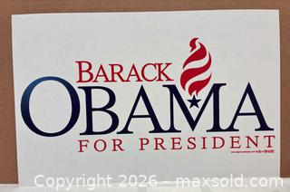 MaxSold Auction: Original Package of 25 Never Been Used Barack Obama for President Campaign Posters Lawn Signs from 2008 - San Jose (California, USA) SELLER MANAGED Downsizing Online Auction - Elm Street (CONDO)