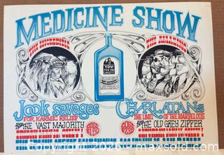 MaxSold Auction: Original Rick Griffin Psychedelic Fillmore Era "Medicine Show" Rock Concert Poster, First Printing, Charlantans & Jook Savages, 1967, AOR 2.300 - San Jose (California, USA) SELLER MANAGED Downsizing Online Auction - Elm Street (CONDO)