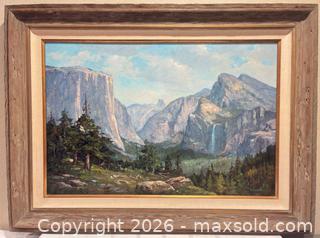 MaxSold Auction: Original & Vintage Framed Oil Painting of Yosemite, Artist Signed, Robert Perkins(?) - San Jose (California, USA) SELLER MANAGED Downsizing Online Auction - Elm Street (CONDO)
