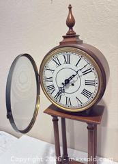MaxSold Auction: Reproduction Wooden Mantle or Table Clock, 29" Tall - San Jose (California, USA) SELLER MANAGED Downsizing Online Auction - Elm Street (CONDO)