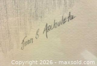 MaxSold Auction: Signed & Numbered Print of a Pencil Portrait by Famed Bay Area Artist, Juan S.E. Archuleta, 1970's - San Jose (California, USA) SELLER MANAGED Downsizing Online Auction - Elm Street (CONDO)