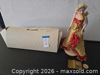 MaxSold Auction: Marilyn Monroe Franklin Heirloom Bisque Porcelain Head Doll, Gold & Red Outfit - Lakeland (Florida, USA) PARTNER MANAGED Downsizing Online Auction - Shore Acres Drive