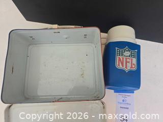 MaxSold Auction: Thermos NFL Football Tin Lunchbox with Thermos Bottle (1970s) - Lakeland (Florida, USA) PARTNER MANAGED Downsizing Online Auction - Shore Acres Drive