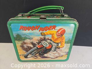 MaxSold Auction: Vintage Rough Rider Motorcycle Tin Lunchbox with Thermos - Lakeland (Florida, USA) PARTNER MANAGED Downsizing Online Auction - Shore Acres Dr.
