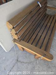 MaxSold Auction: Wood 3-Seater Hanging Porch/Deck Swing, Natural Brown - Lakeland (Florida, USA) PARTNER MANAGED Downsizing Online Auction - Shore Acres Drive