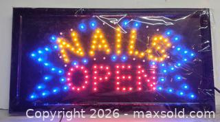 MaxSold Auction: Brand New "Nails Open" LED Sign  - Walworth (New York, USA) SELLER MANAGED Downsizing Online Auction -  High Street