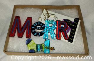 MaxSold Auction: Glass Fusion "Merry" Christmas tree ornament  - Walworth (New York, USA) SELLER MANAGED Downsizing Online Auction -  High Street